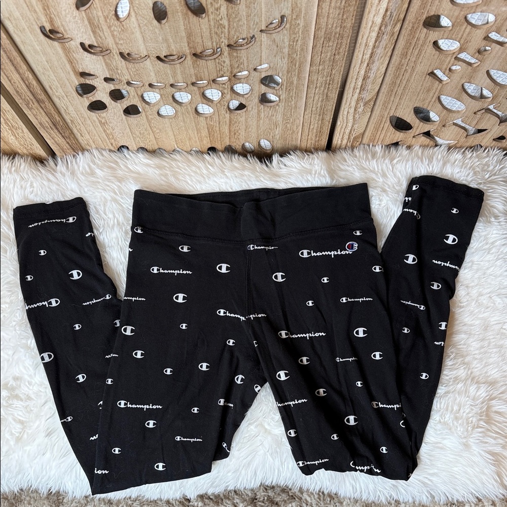 Champion Kids Black Logo Leggings